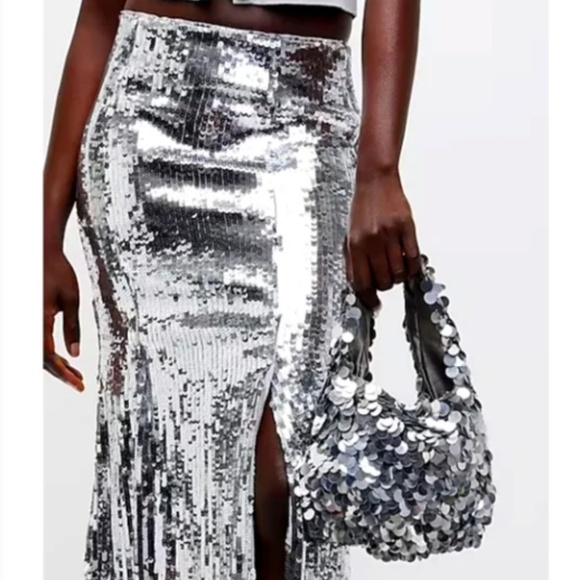 J.Crew Collection Sequin Skirt in Silver 00 - Picture 16 of 16